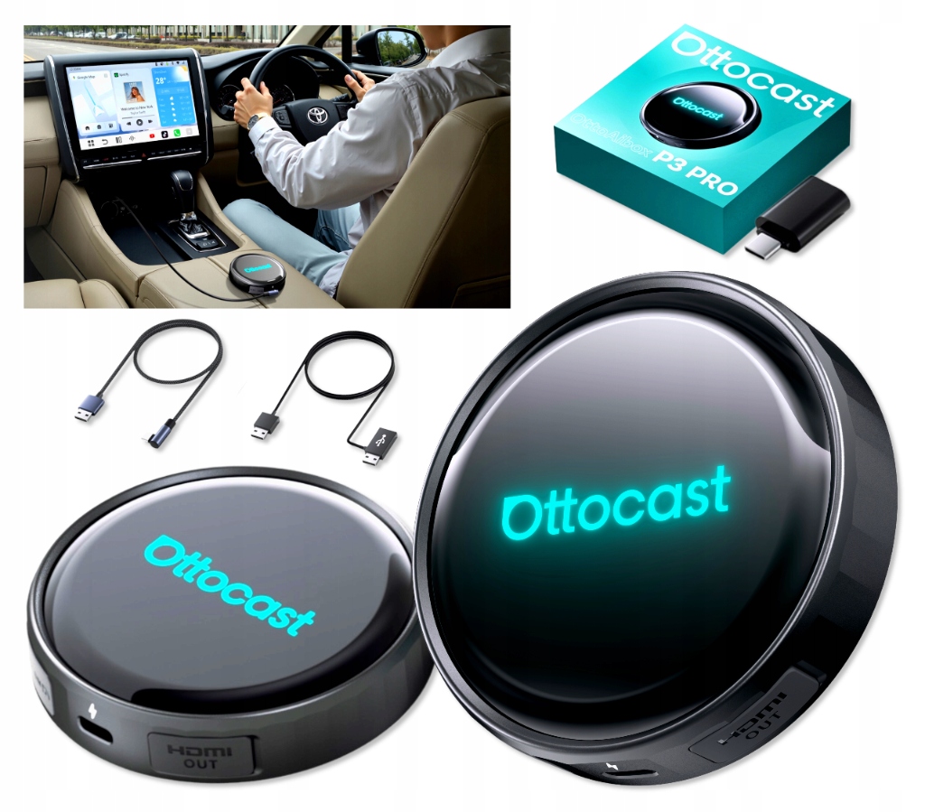Adapter Bezprzewodowy Ottocast OttoAiBox P3 Pro Android Auto Apple CarPlay – Nowoczesne połączenie w Twoim samochodzie