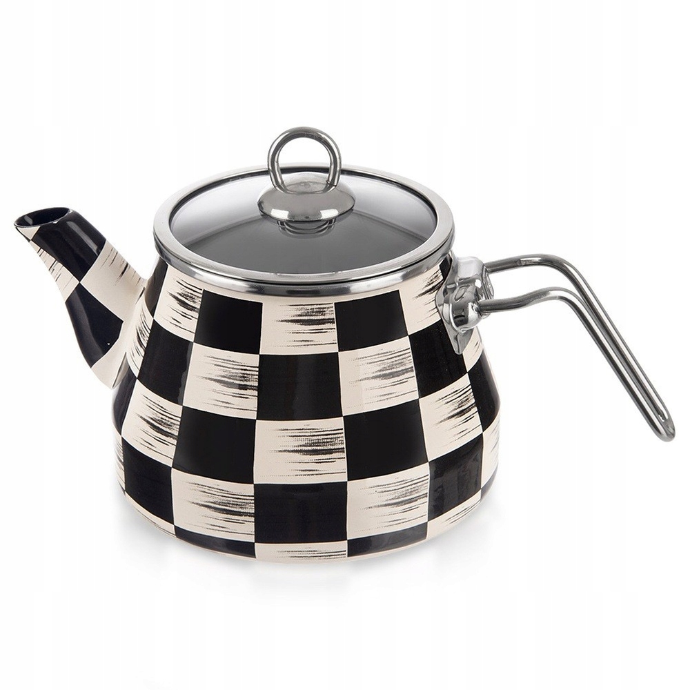 Czajnik Emaliowany ORION SZACHOWNICA 2 L ze Szklaną Pokrywką – Klasyka w Twojej Kuchni