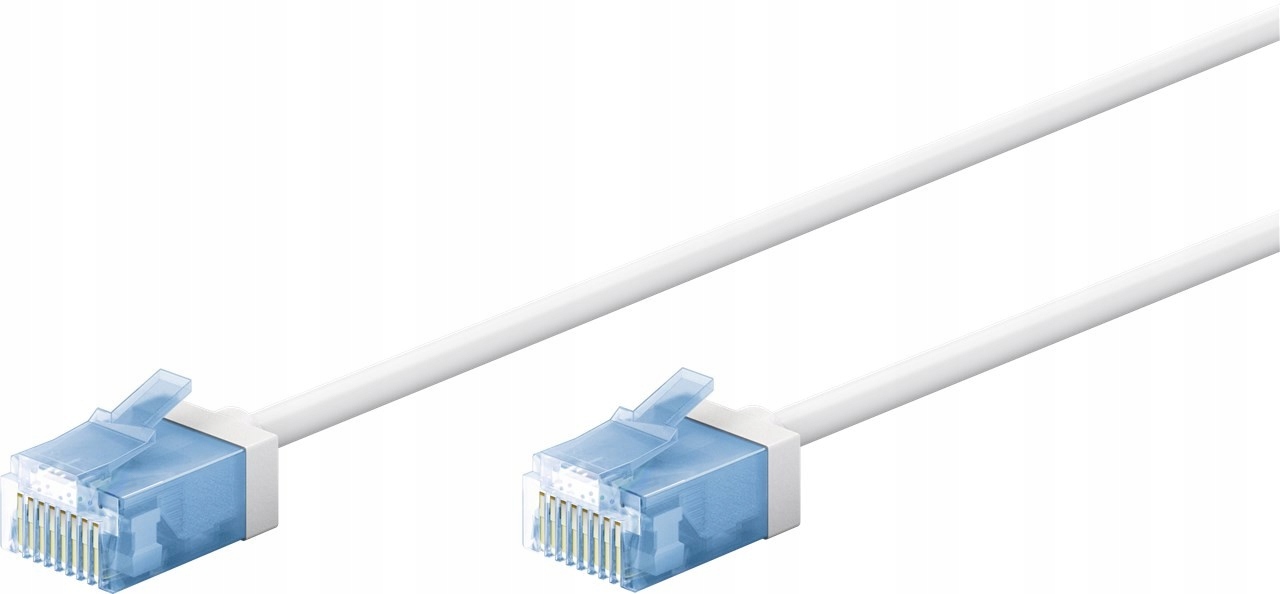 Ultra-elastyczny CAT 6A kabel krosowy, slim, U/UTP, biały - Długość kabla 5 m