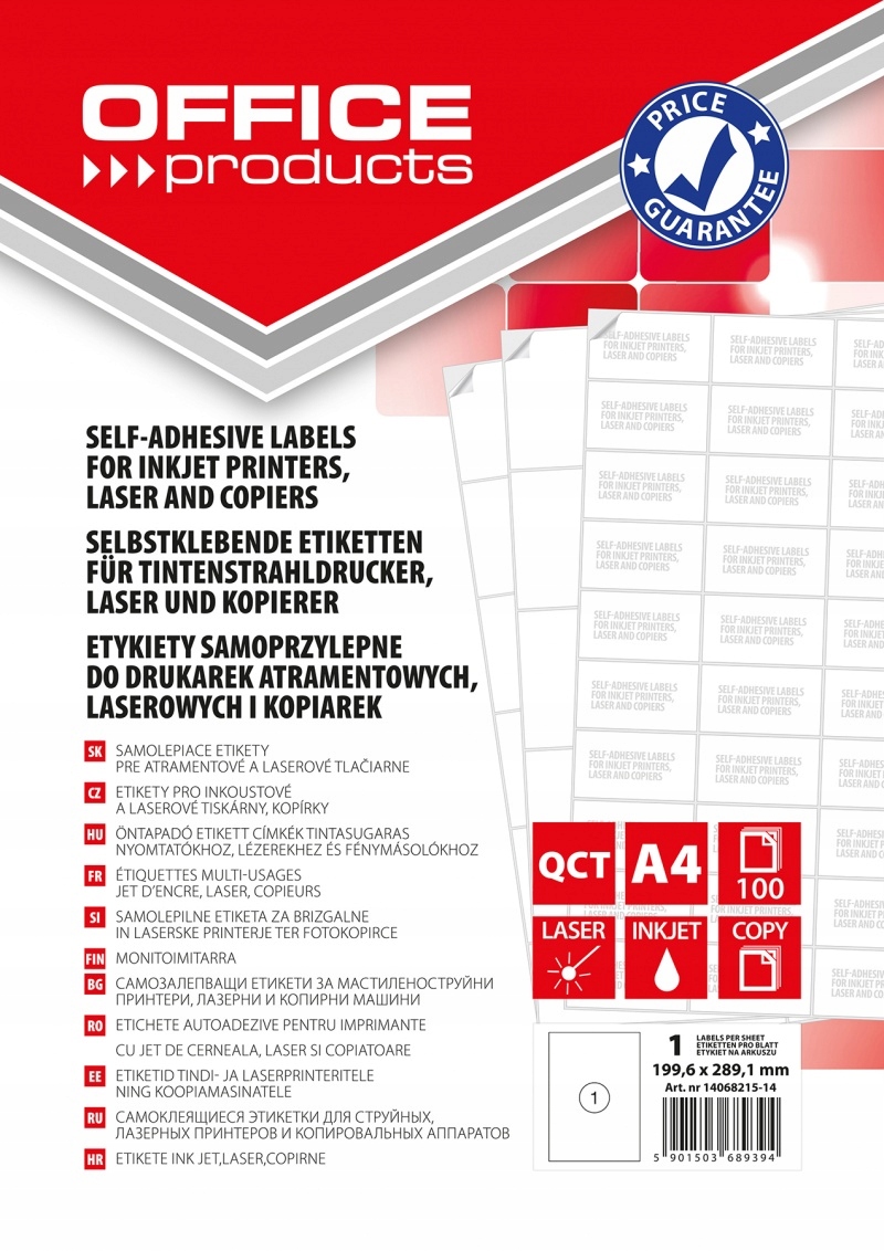 Etykiety A4 199.6x289.1mm białe (100) – Idealne rozwiązanie dla biura