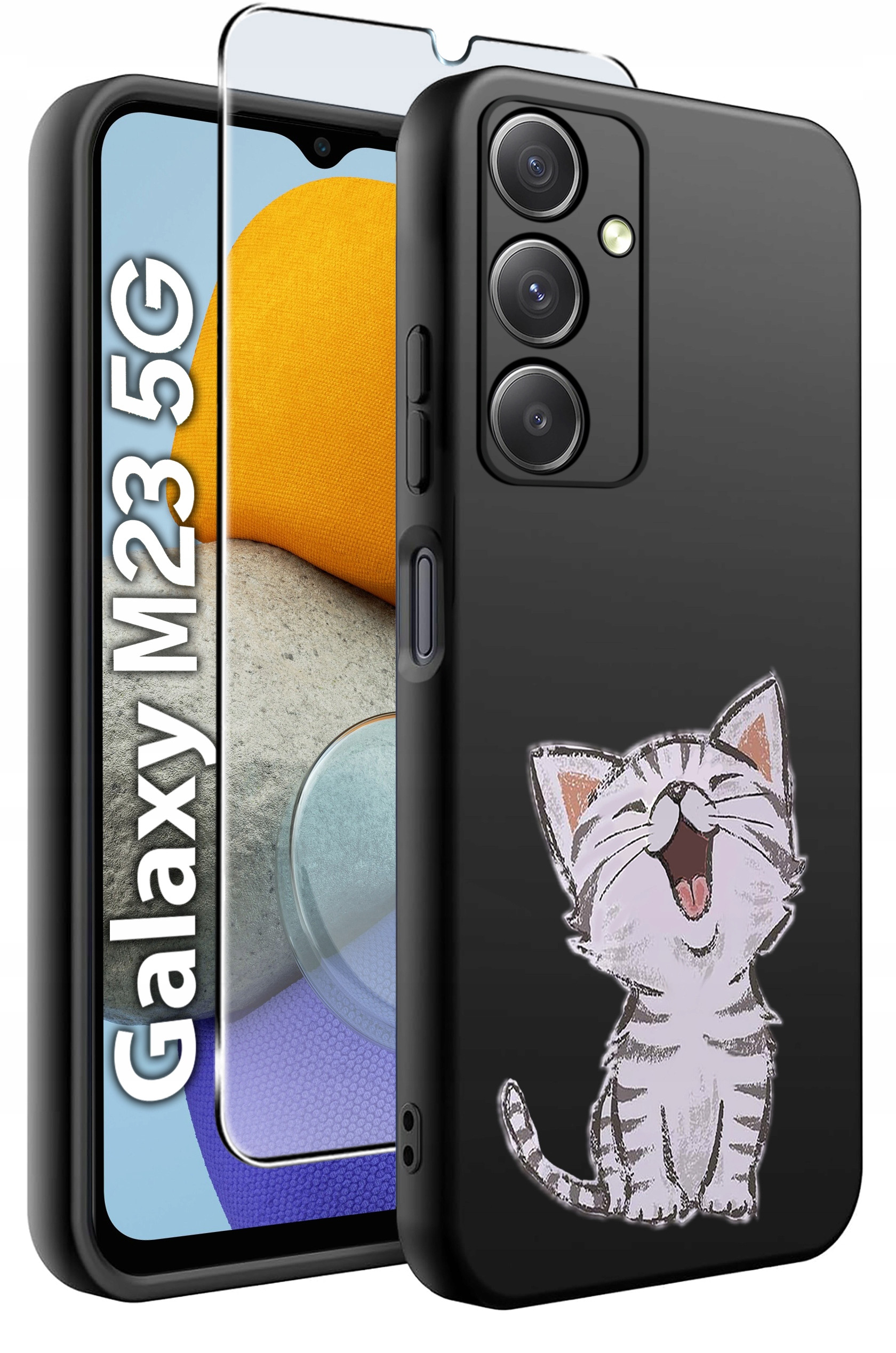 ETUI do Samsung Galaxy M23 5G WZORY | SILIKONOWE MATT CASE + SZKŁO HARTOWANE 9H