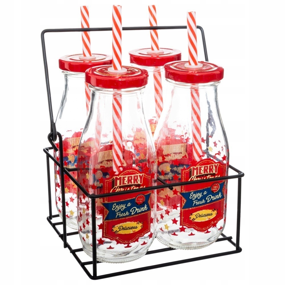 Komplet świąteczny MERRY X-MASS – Eleganckie słoiki na napoje