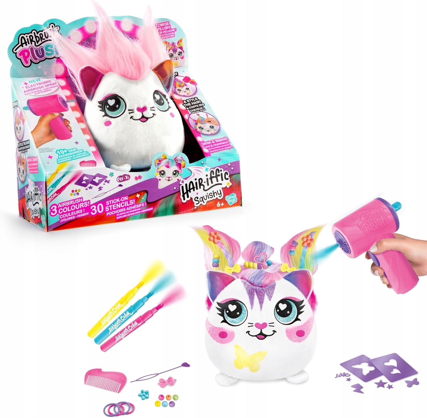 Airbrush Plush Hair'iffic Squish Pals – Kreatywna zabawa z kolorowymi włosami