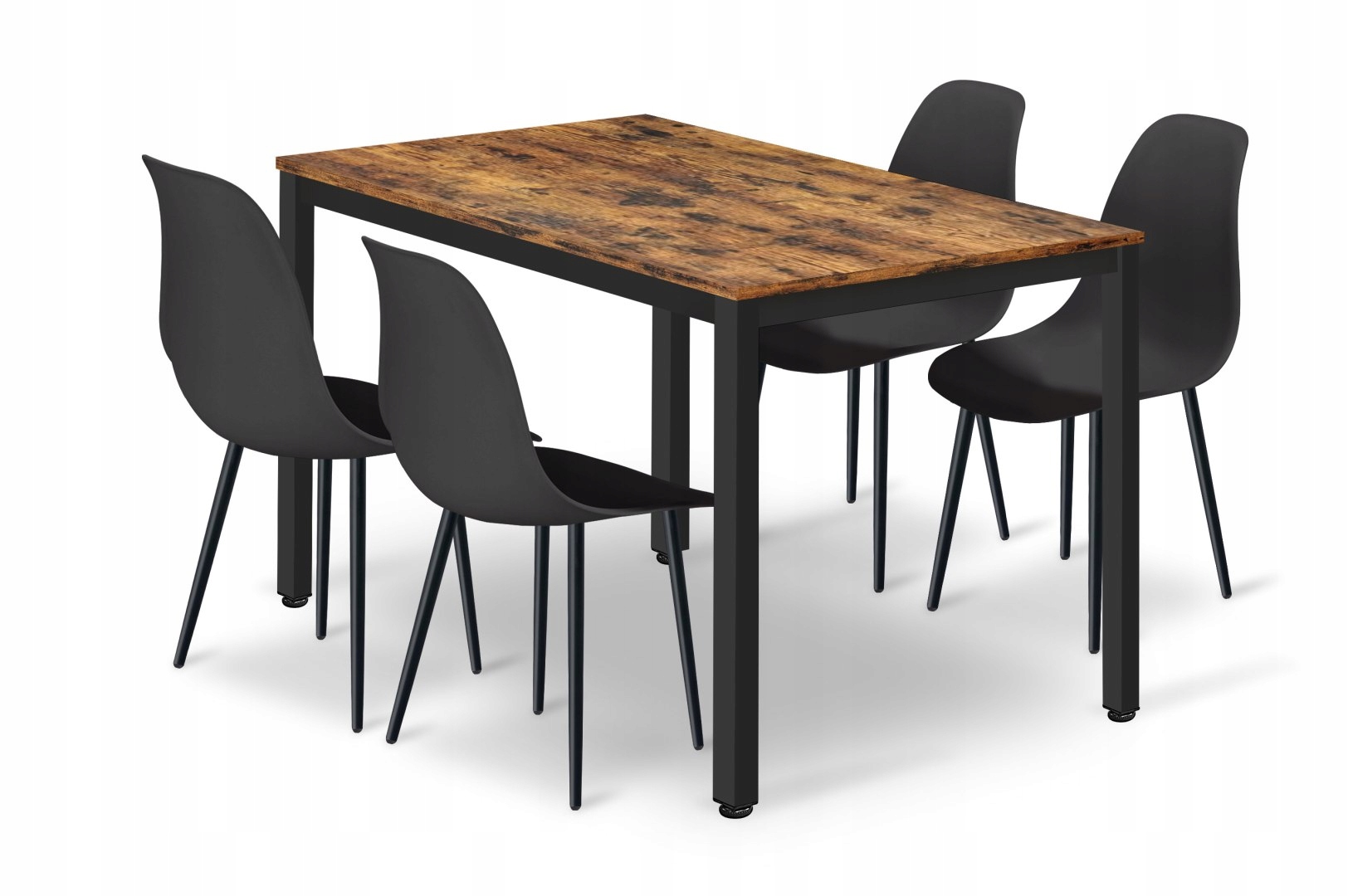 Zestaw Stół TESSA 120cm x 60cm – Rustykalny styl z czarnymi nogami