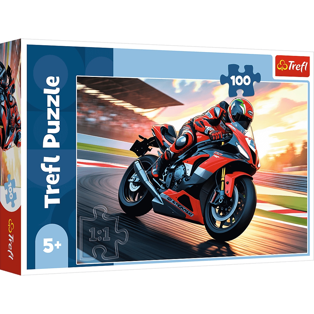 PUZZLE 100EL TREFL SZYBKI MOTOCYKL – Idealna układanka dla małych fanów motoryzacji