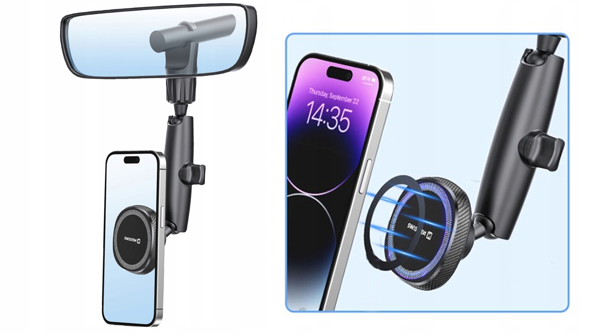 Montaż na lusterku wstecznym - Prosta instalacja