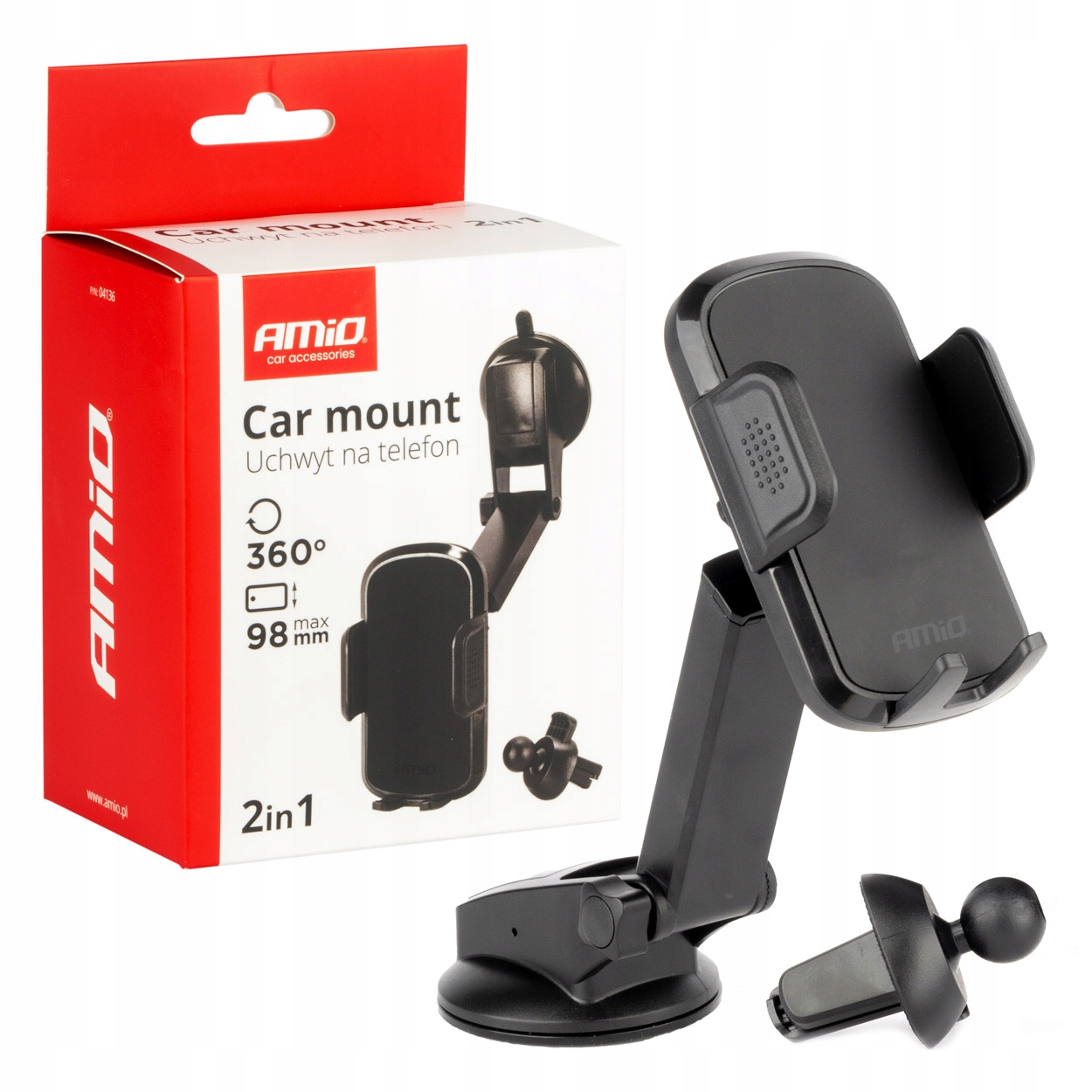 Uchwyt regulowany do samochodu na telefon AMIO-04136 – Nowoczesny i stylowy