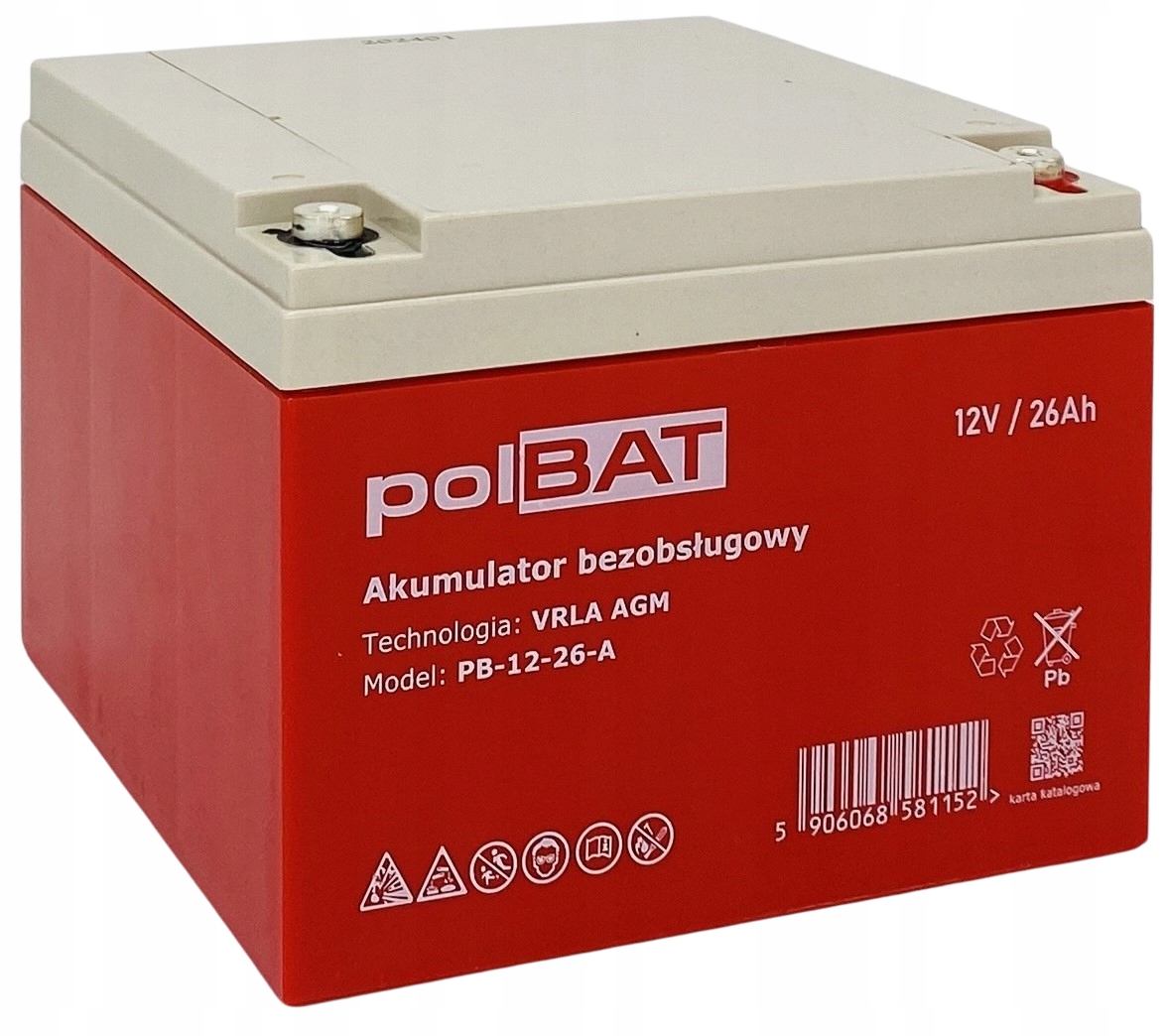 Akumulator AGM 12V 26Ah polBAT – Niezawodne źródło energii