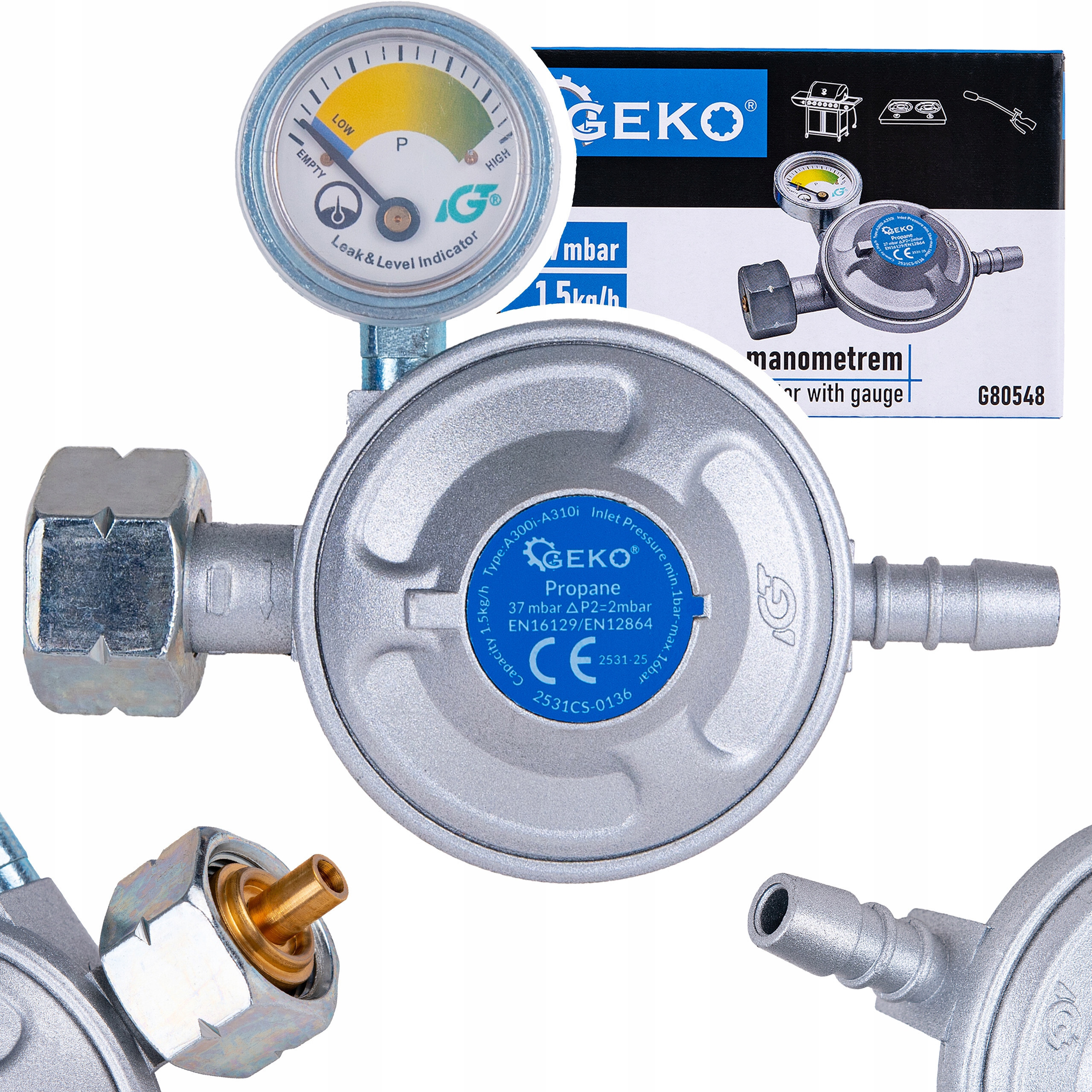 Reduktor gazowy z manometrem 37mbar 1,5kg/h – Bezpieczne zasilanie gazem