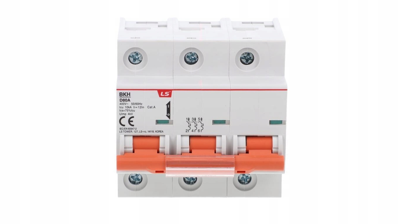 LSiS Wyłącznik nadprądowy 1,5 modułu 3P D 80A 10KA – Niezawodna ochrona dla Twojej instalacji elektrycznej