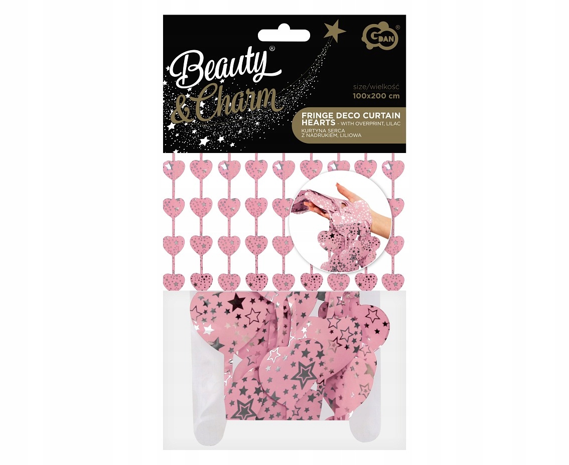 Kurtyna B&C serca liliowe nadruk 100x200cm – Elegancka dekoracja na każdą okazję