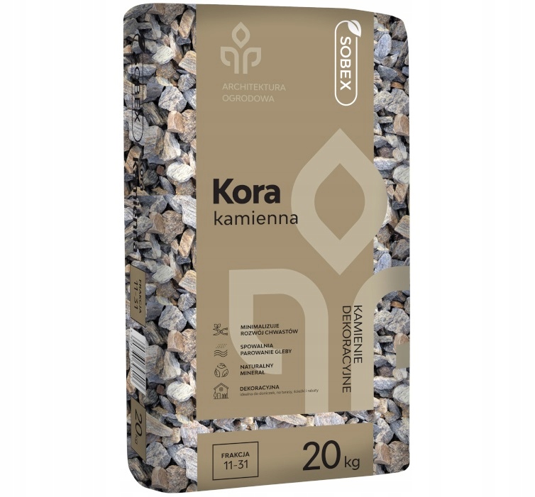 Kora kamienna gnejsowa dekoracyjna 11-31mm 20 kg – Idealny wybór do Twojego ogrodu