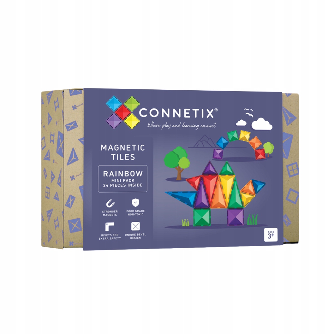 Klocki magnetyczne Connetix - Rainbow Mini Pack 24 el. – Kreatywna zabawa dla najmłodszych