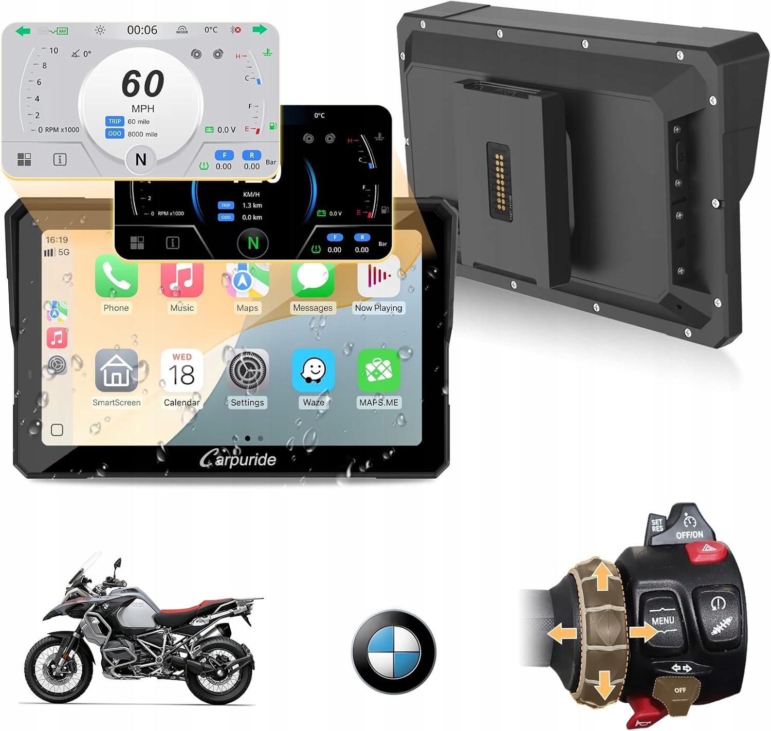 Carpuride W702BS Pro motocyklowy ekran Carplay BMW Wonder Wheel Wi-Fi 2025 – Nowoczesne rozwiązanie dla motocyklistów