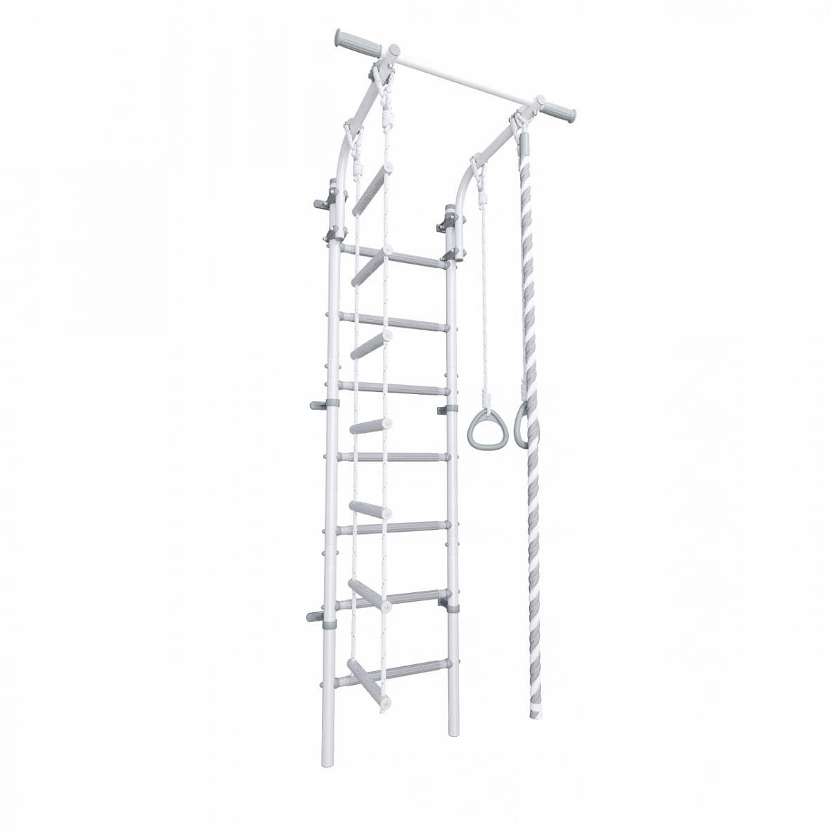 Kompaktowy zestaw do aktywności – drabinka, drążek, kółka i lina