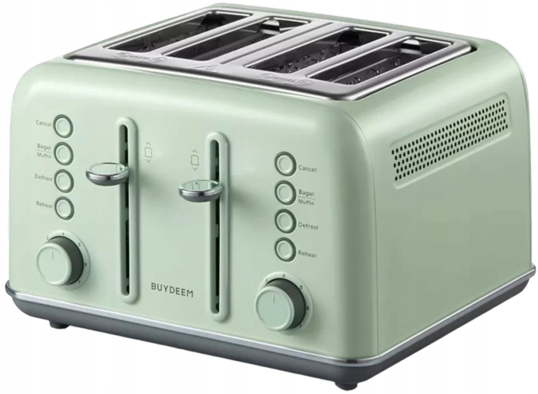 Toster BUYDEEM DT640E – Stylowy toster na 4 kromki w kolorze Cozy Greenish