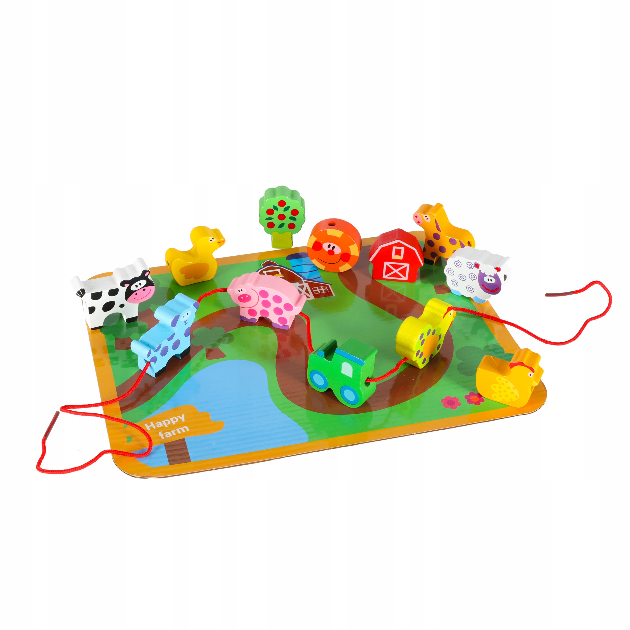 Klocki drewniane do nawlekania tablica plansza farma zwierzęta – Edukacyjna zabawa dla najmłodszych