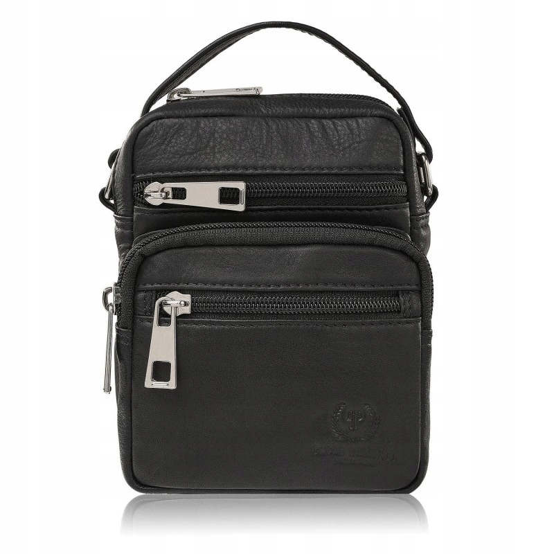 Saszetka męska na ramię skórzana mała czarna T-133-BL – Elegancja i funkcjonalność w jednym