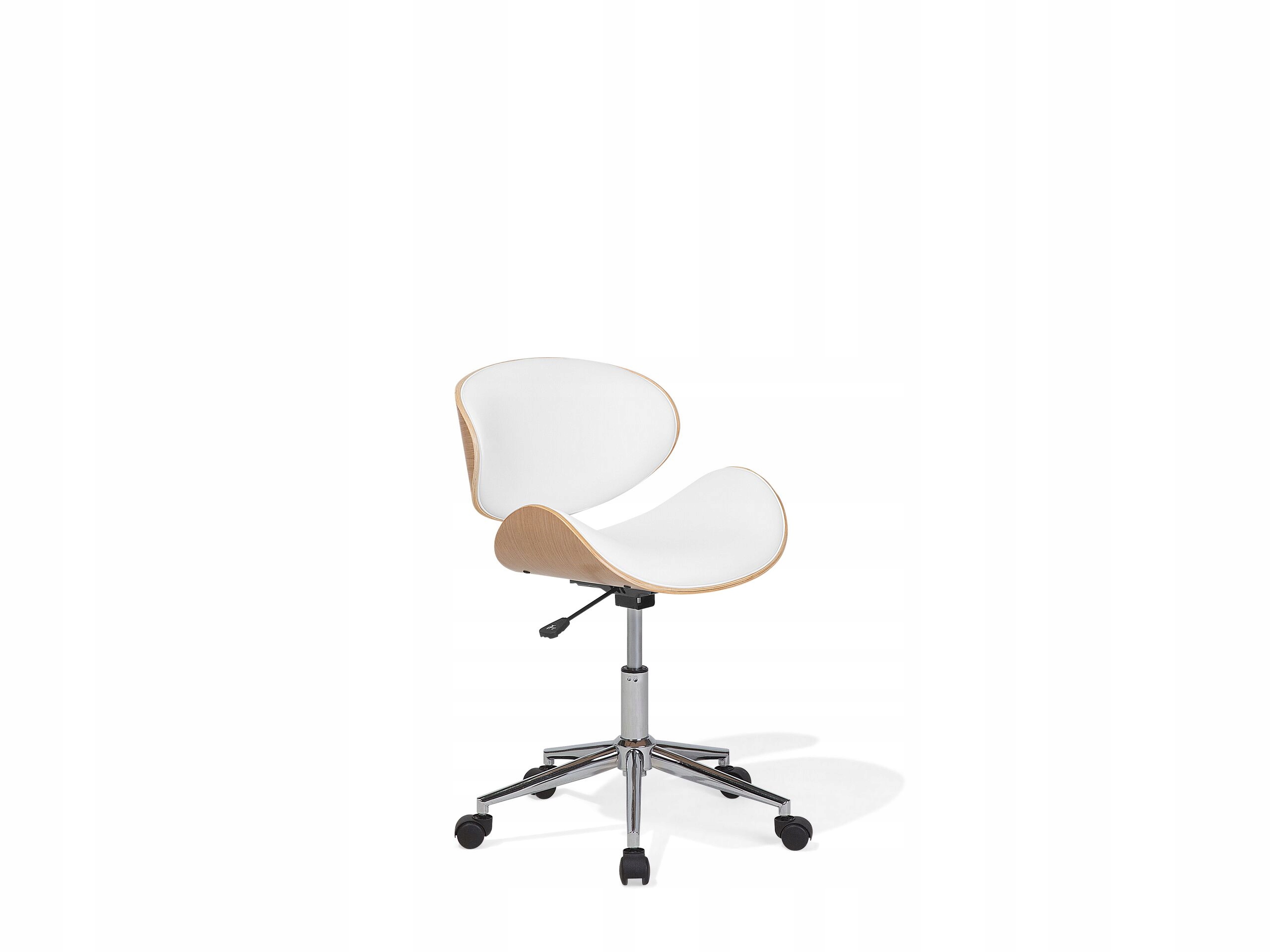 Krzesło biurowe Beliani Krzesło biurowe regulowane ekoskóra białe ROTTERDAM – Elegancja i komfort w Twoim biurze