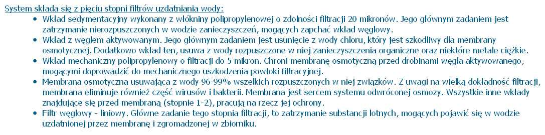 Komponenty i wkłady systemu RO 5 WFU