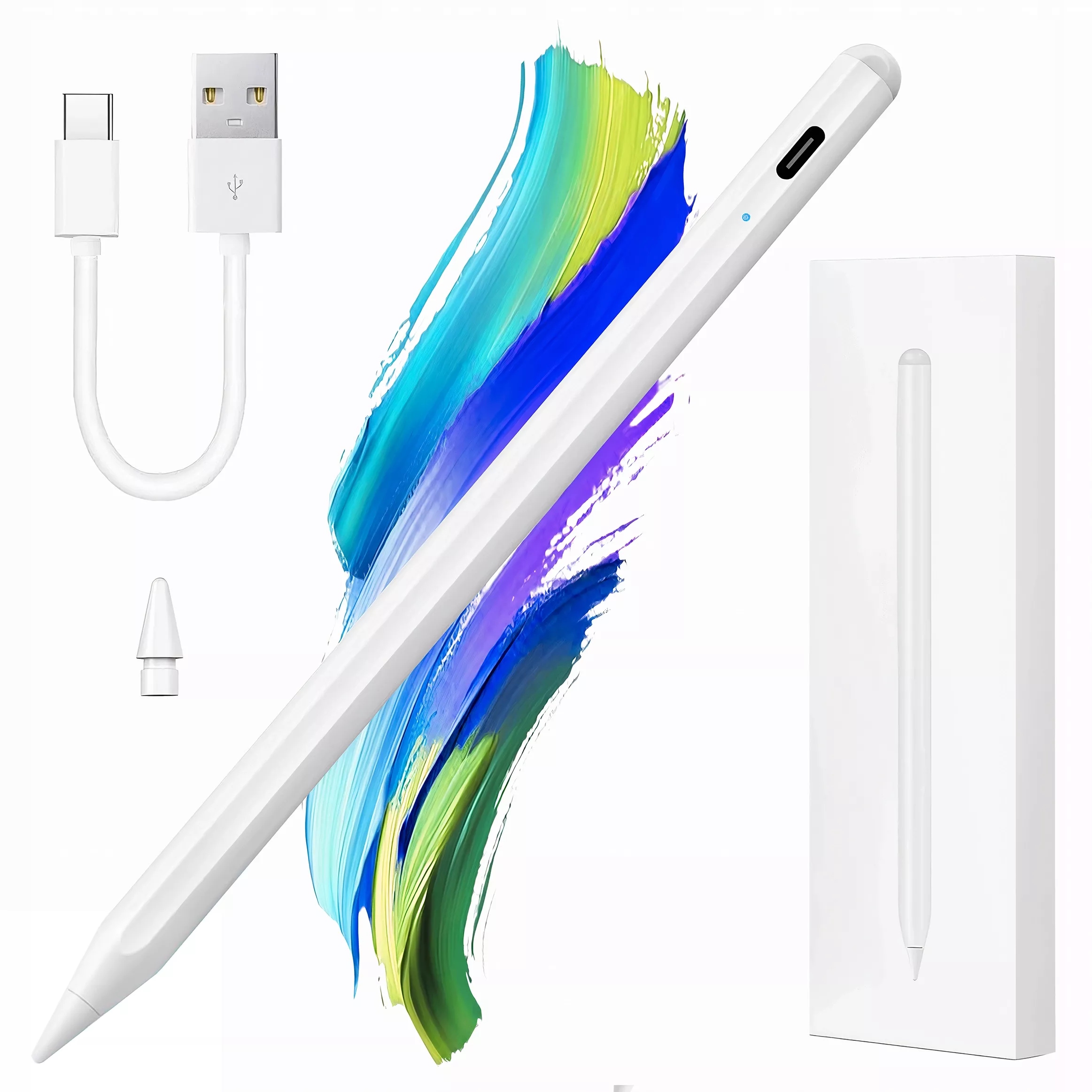 Rysik do Apple iPad Alogy Pencil z funkcją Palm Rejection Tilt Magnetyczny USB-C + zapasowa końcówka Biały – Idealne narzędzie do rysowania i pisania