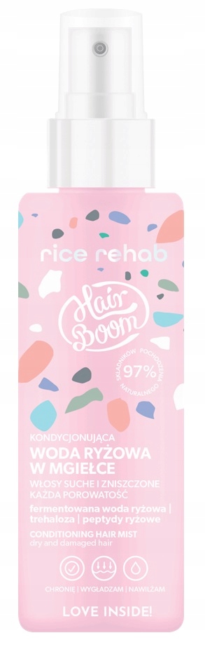 HAIRBOOM Rice Rehab – Kondycjonująca woda ryżowa do włosów w mgiełce 200 ml