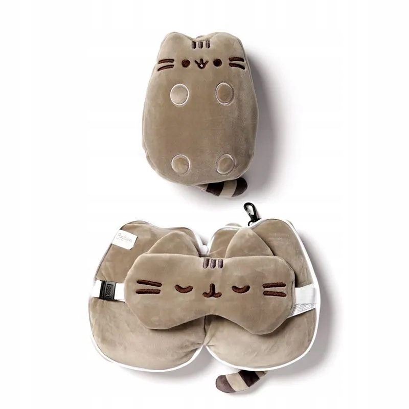 Kot Pusheen – Pluszowa poduszka podróżna z opaską na oczy