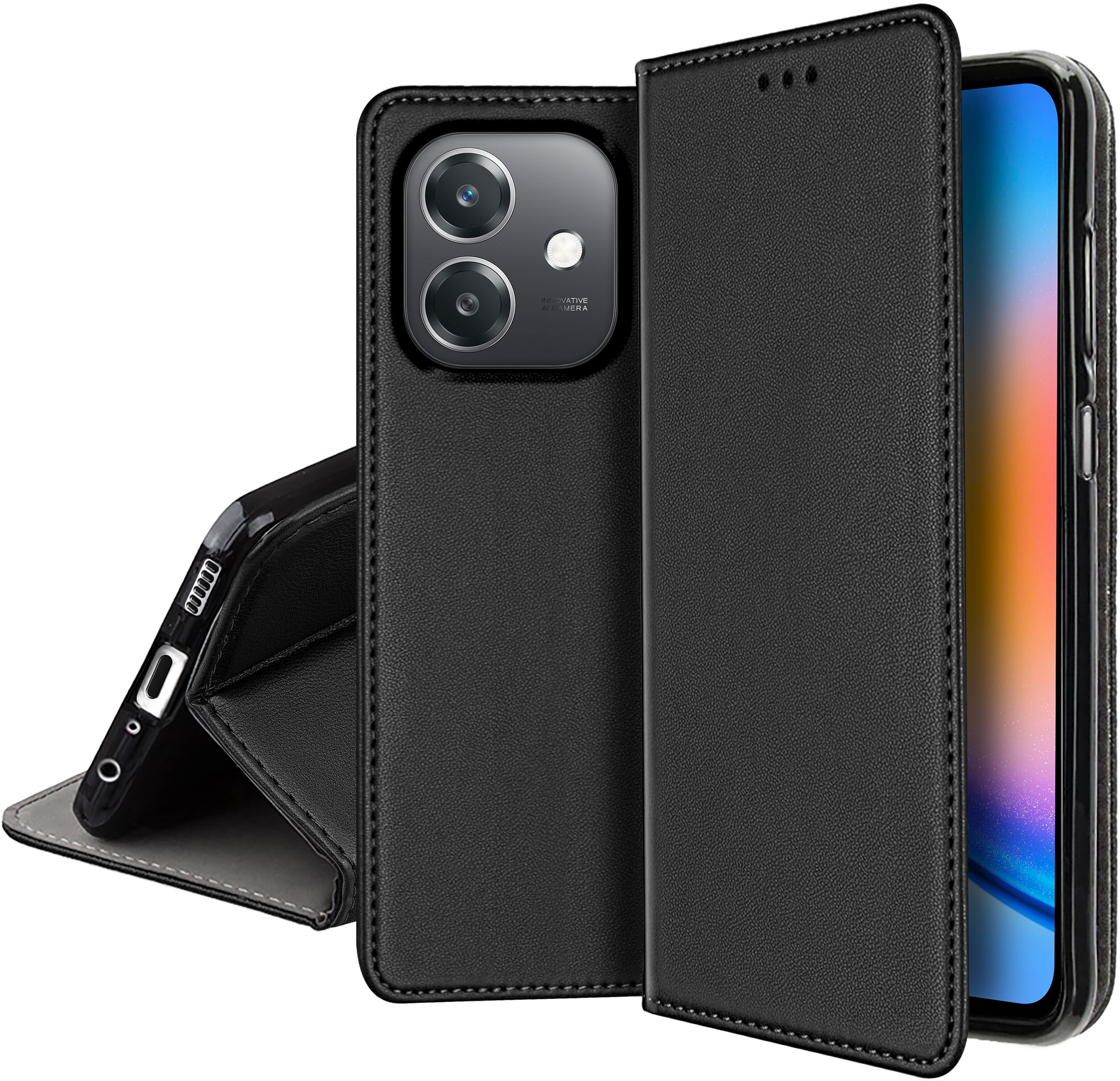Etui Skórzane TOKRA + Szkło Hartowane 9H do OPPO A40 | A40M – Ochrona i styl w jednym