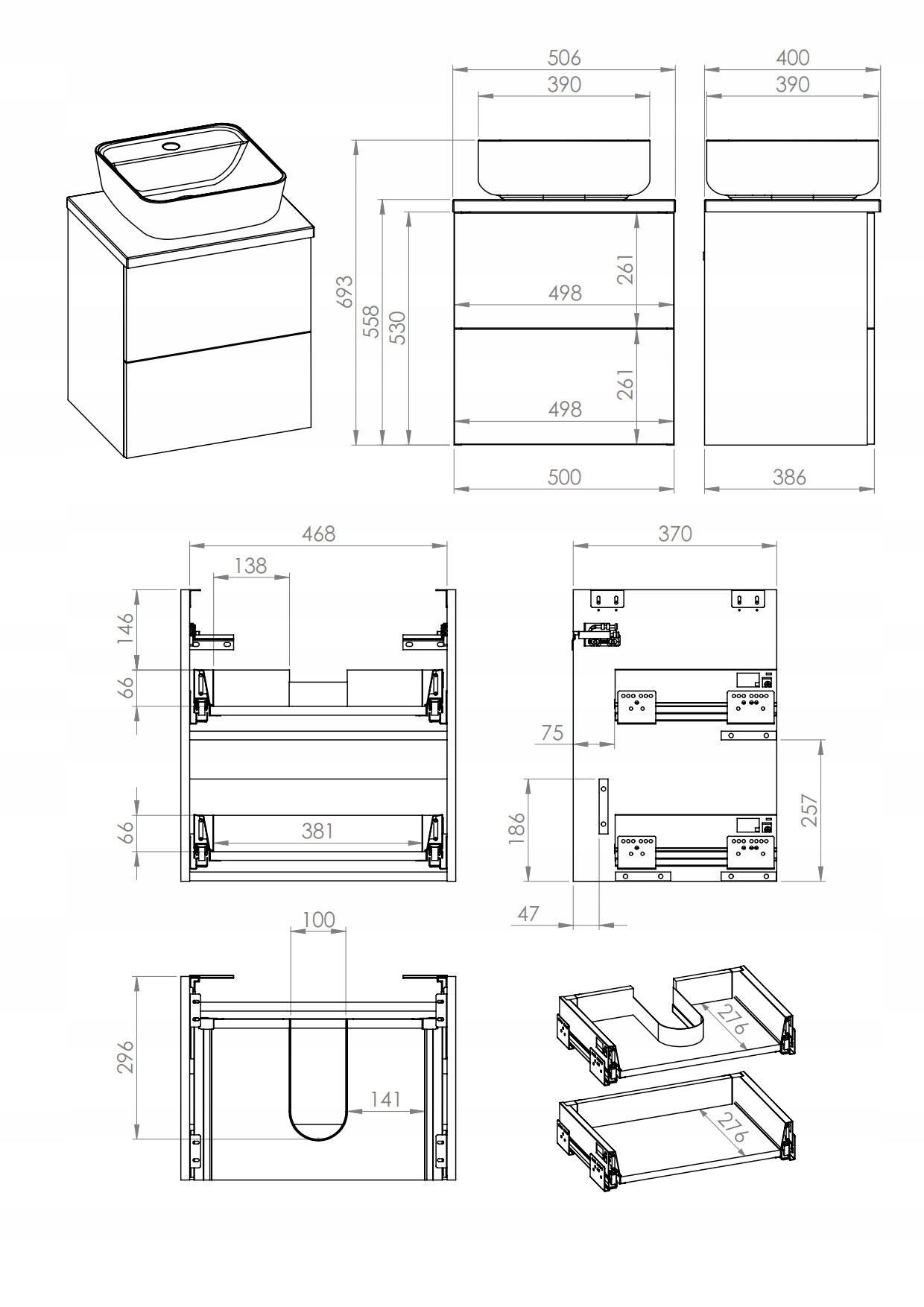 Wymiary zestawu: 506 x 400 x 688 mm – idealne dopasowanie