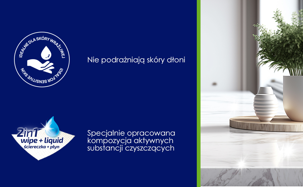 Innowacyjne połączenie 2w1 – ściereczka z płynem czyszczącym