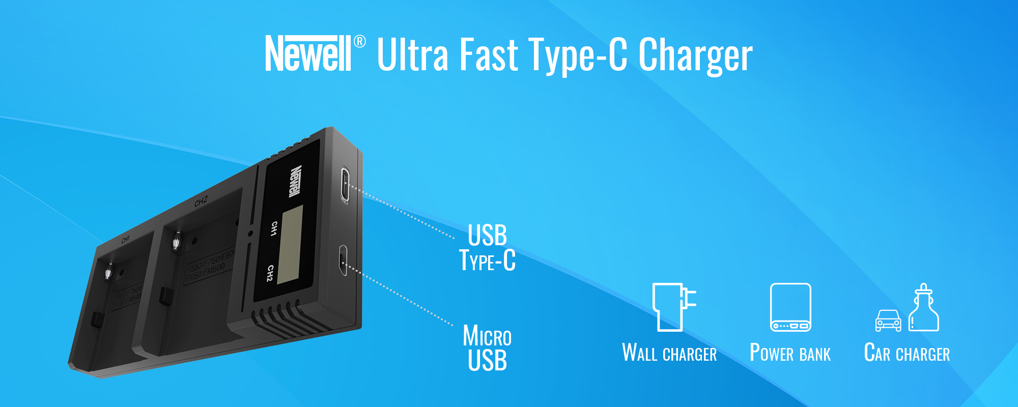 Ładowarka Newell Ultra Fast Type-C do akumulatorów serii NP-F, NP-FM