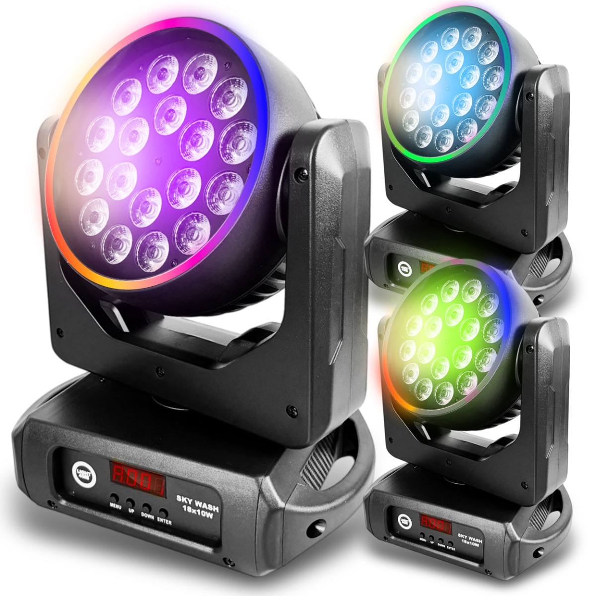 Głowica ruchoma LIGHT4ME SKY WASH 18x10W RGBW – Nowoczesne oświetlenie dla DJ-ów i eventów