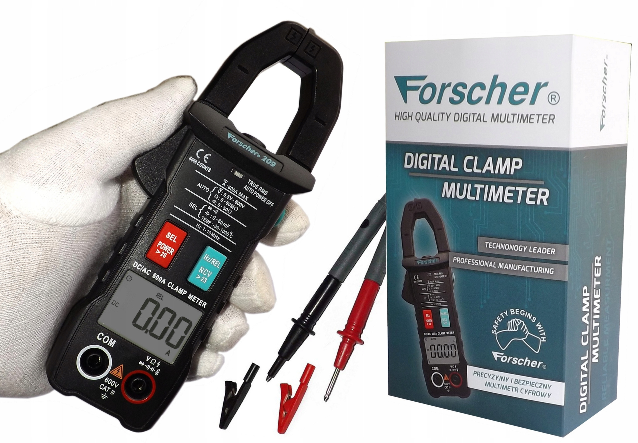 Multimetr cęgowy z autozakresem i pomiarem True RMS FORSCHER FS209 – Twój niezawodny partner w pomiarach