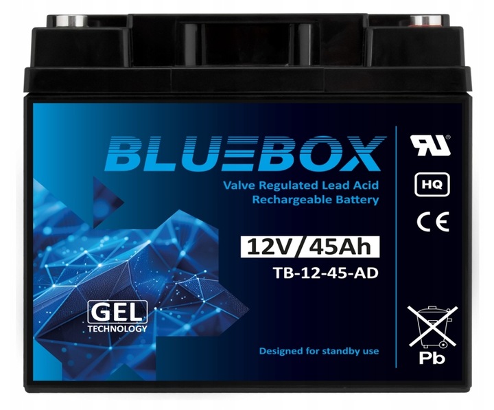 Akumulator żelowy BLUEBOX 12V 45Ah – Niezawodne zasilanie awaryjne