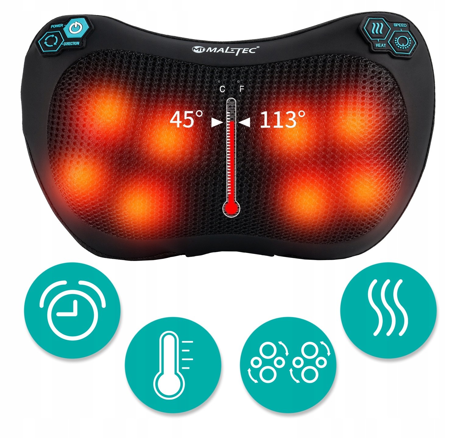 MASAŻER PODUSZKA MASUJĄCA SHIATSU DO PLECÓW KARKU NÓG CIAŁA GRZEJĄCY Marka inna