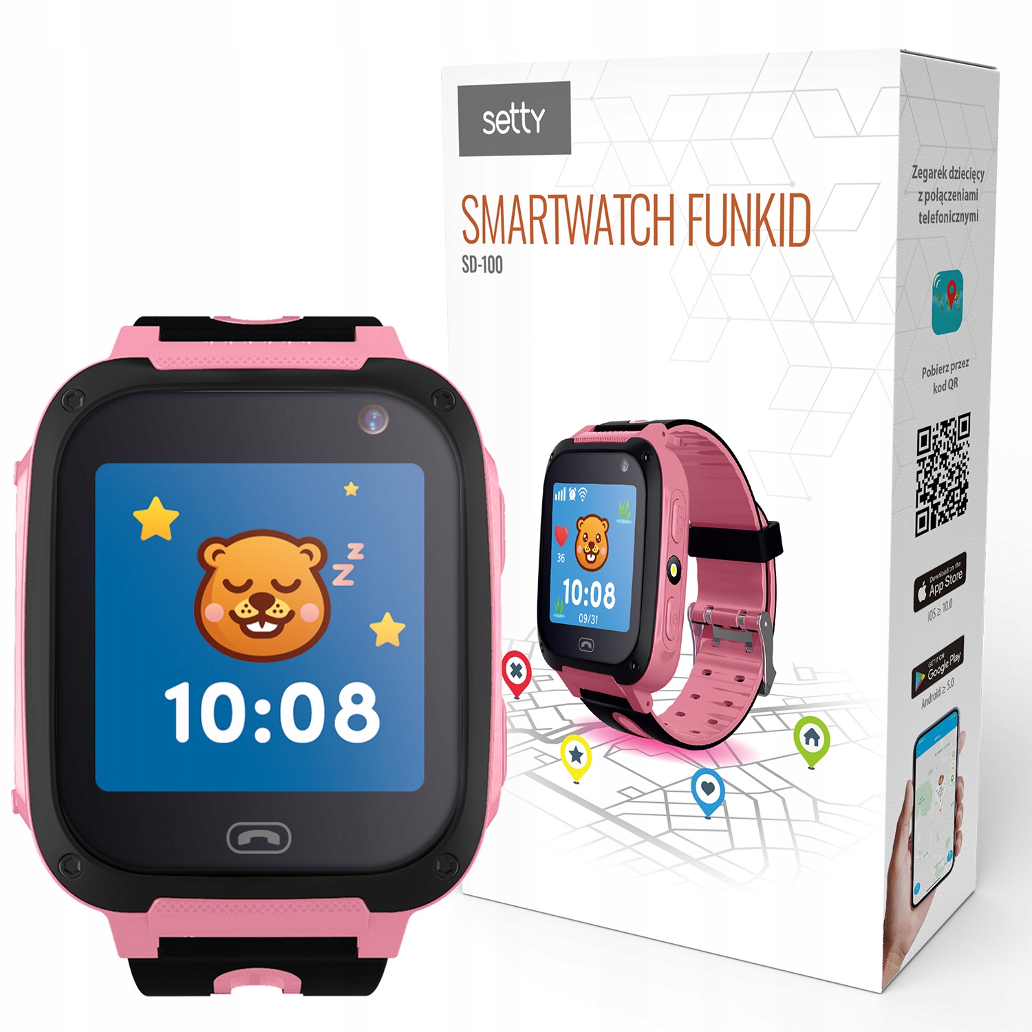 Setty smartwatch Kids FunKid Różowy – Idealny towarzysz dla Twojego dziecka