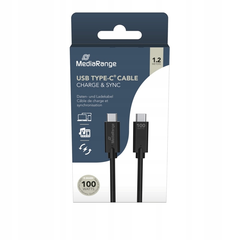 Kabel USB MediaRange USB-C 1,2m – Szybkie ładowanie i synchronizacja