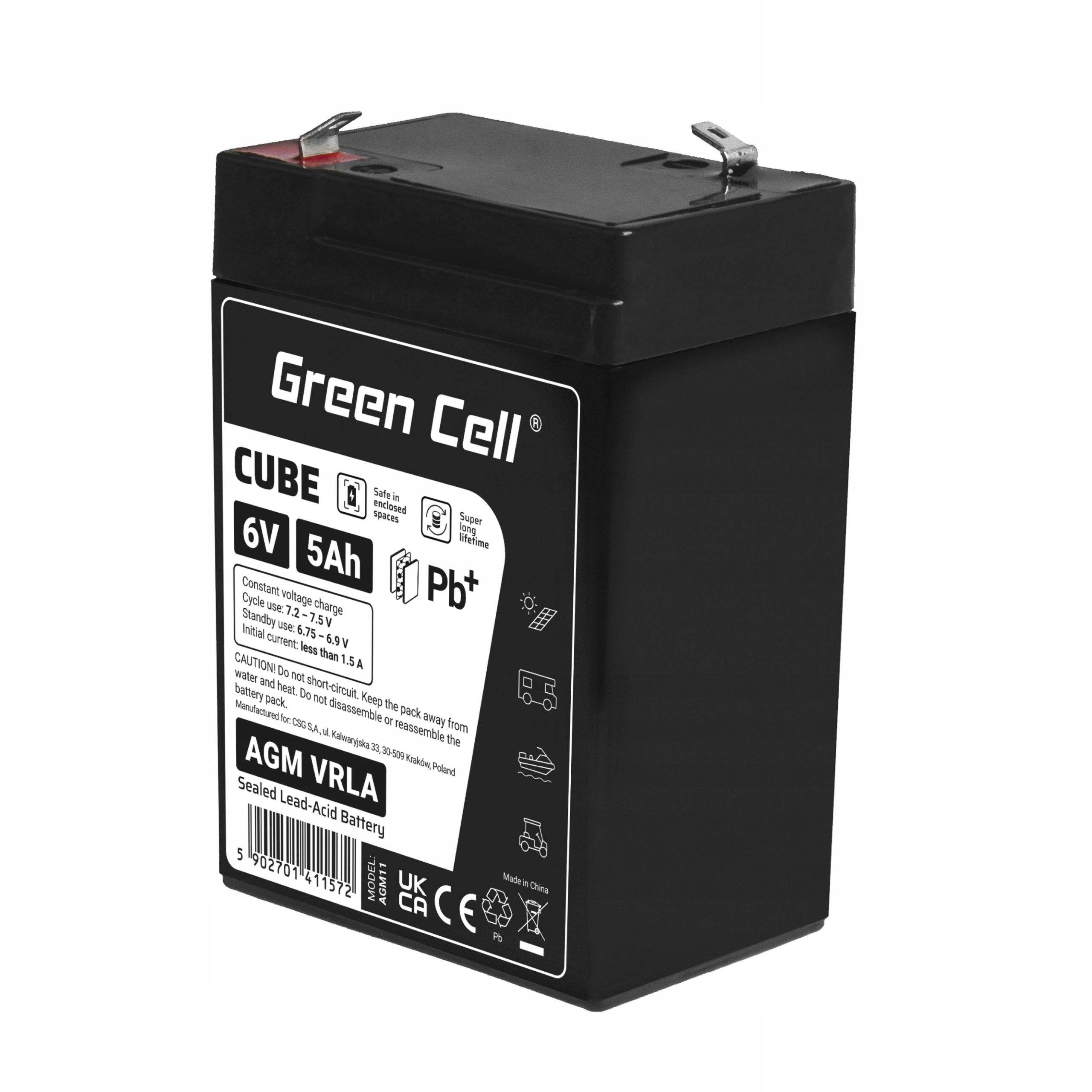 Akumulator Green Cell Cube AGM VRLA IP54 6V 5Ah – Niezawodne źródło energii