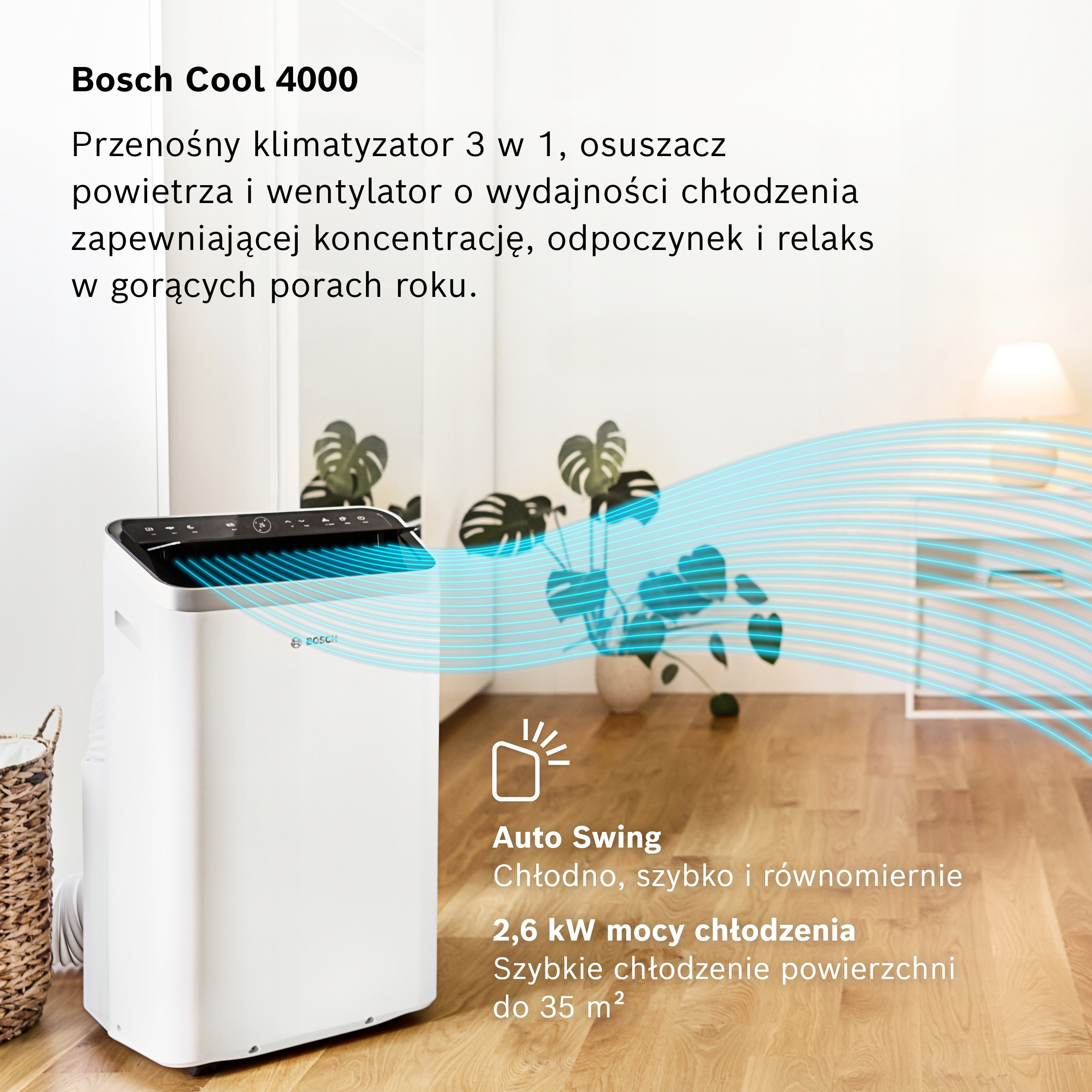 Funkcje 3w1: klimatyzacja, osuszacz powietrza i wentylator