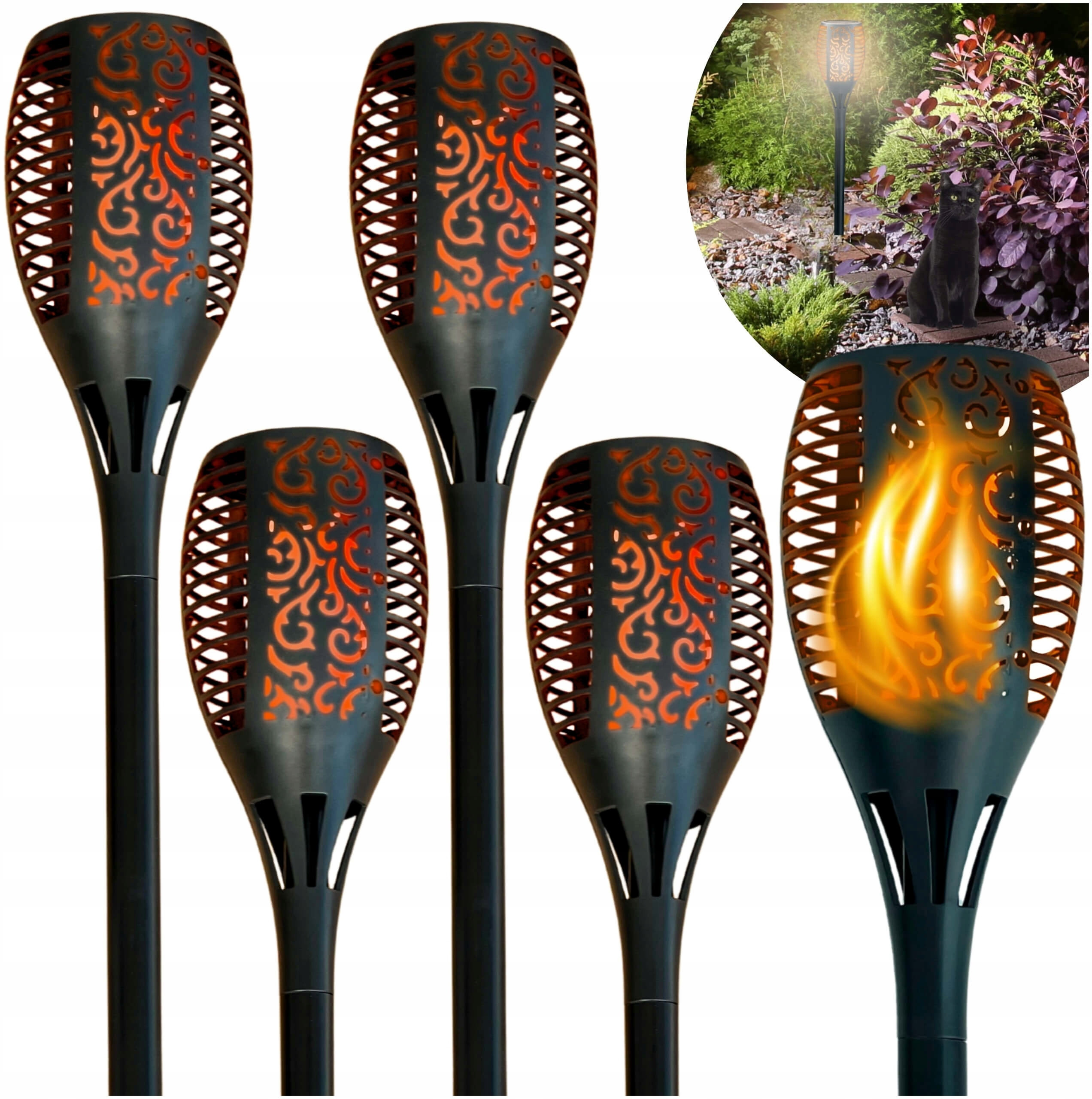 BLIXTAR Zestaw 4x Lampa Solarna Pochodnia 33 LED – Oświetlenie Twojego ogrodu