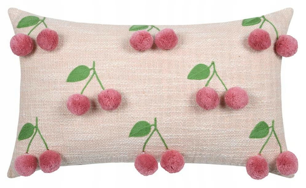 Poduszka ozdobna w wiśnie, CHERRIES 30 x 50 cm – Stylowy akcent do Twojego wnętrza
