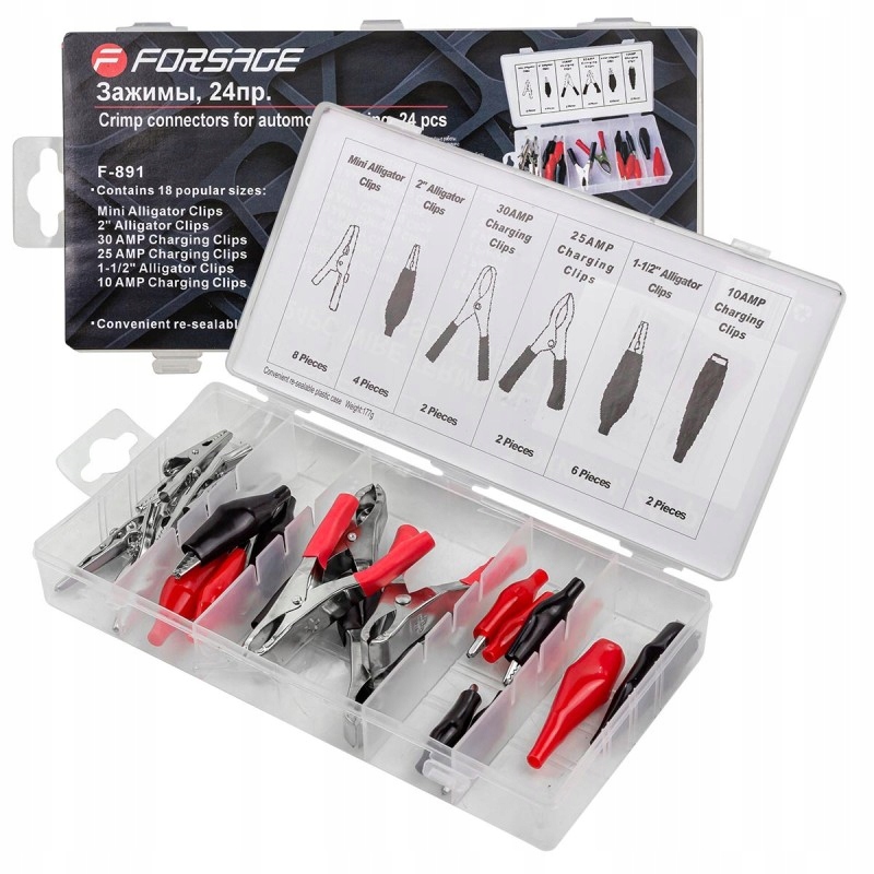 Konektory krokodylki zakuwane do przewodów 24el FORSAGE – Niezawodne narzędzie do rozruchu pojazdów