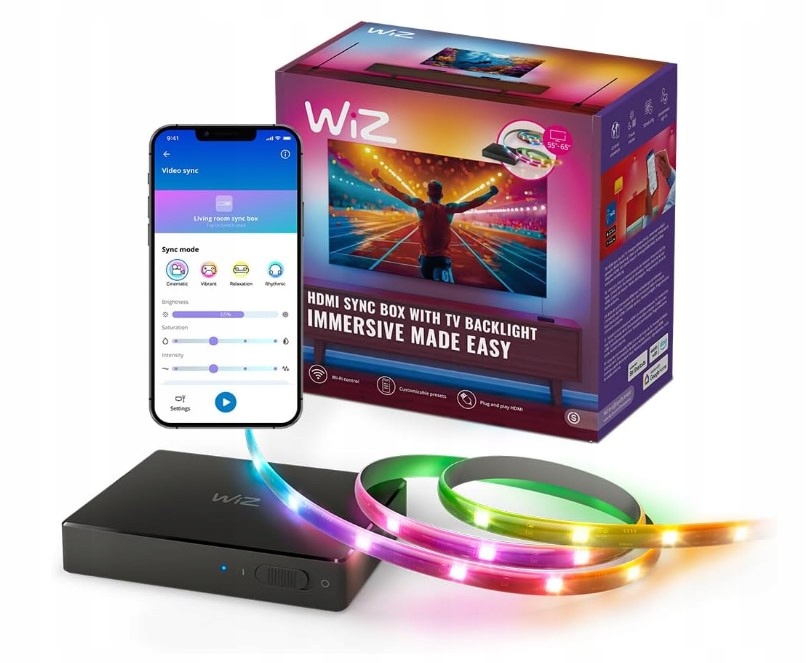 WiZ HDMI Sync Box + Taśma LED RGBIC 75-85