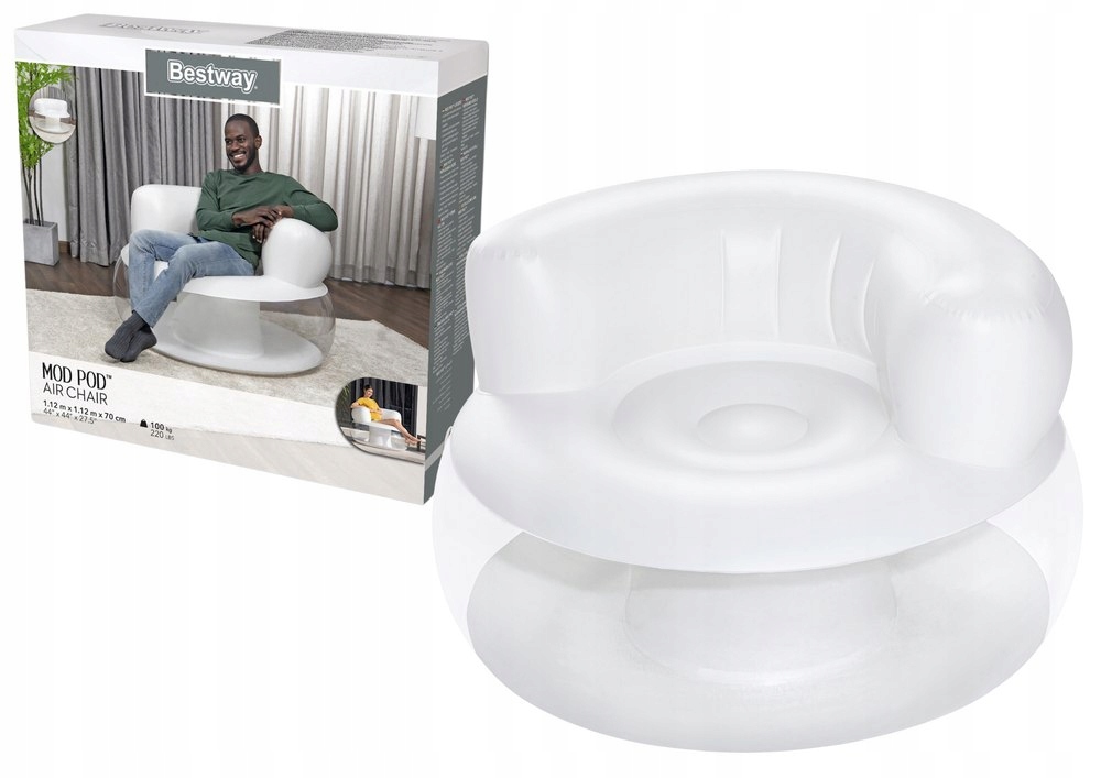 Dmuchany Fotel Biały Bestway 75138 – Komfort i styl w Twoim ogrodzie
