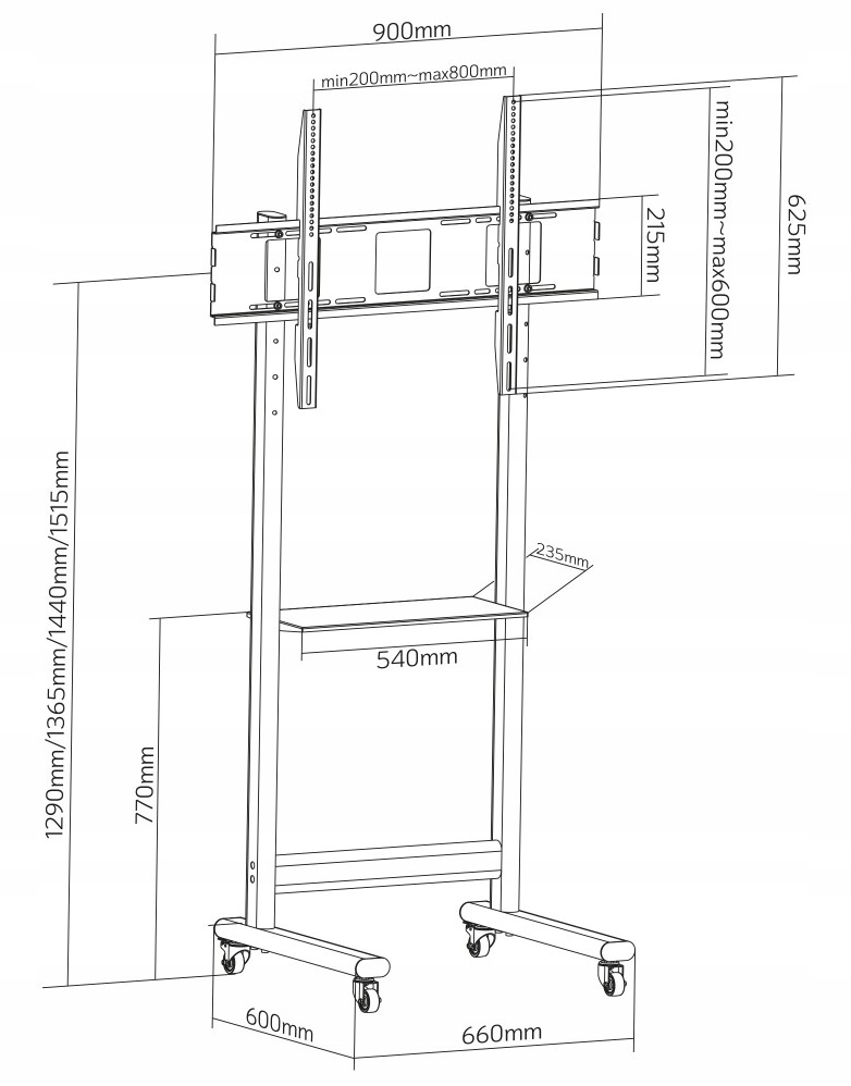 Regulacja wysokości wyświetlacza w czterech pozycjach