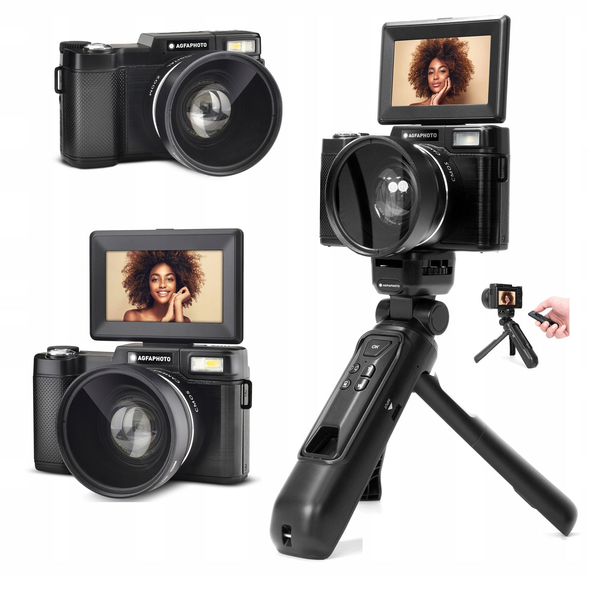 Zestaw Vlog Aparat Cyfrowy 24MP Kamera 4K AgfaPhoto VLG-4K S – Idealny do nagrywania i fotografowania