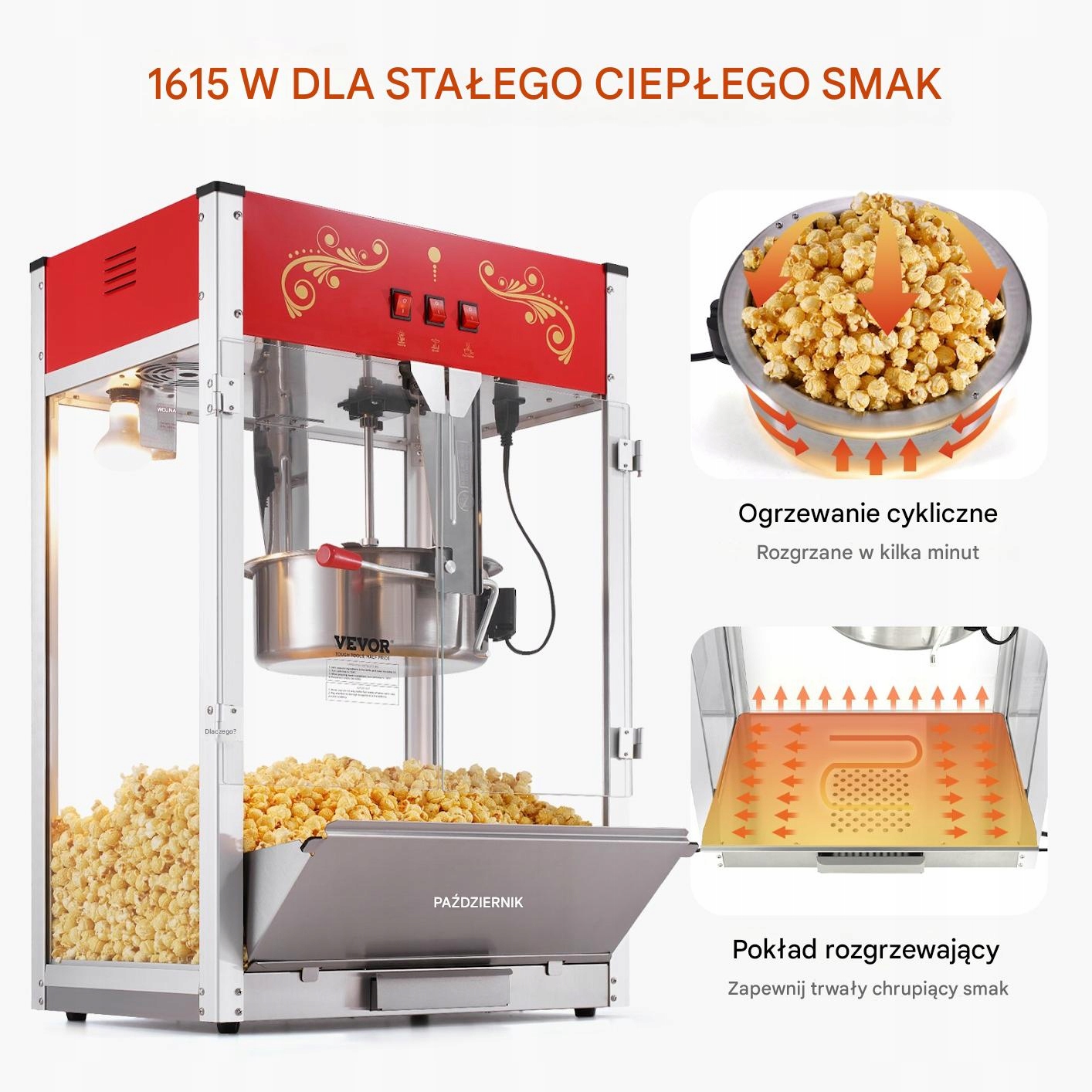 Profesjonalna pojemność 450 g – Szybkie przygotowywanie popcornu