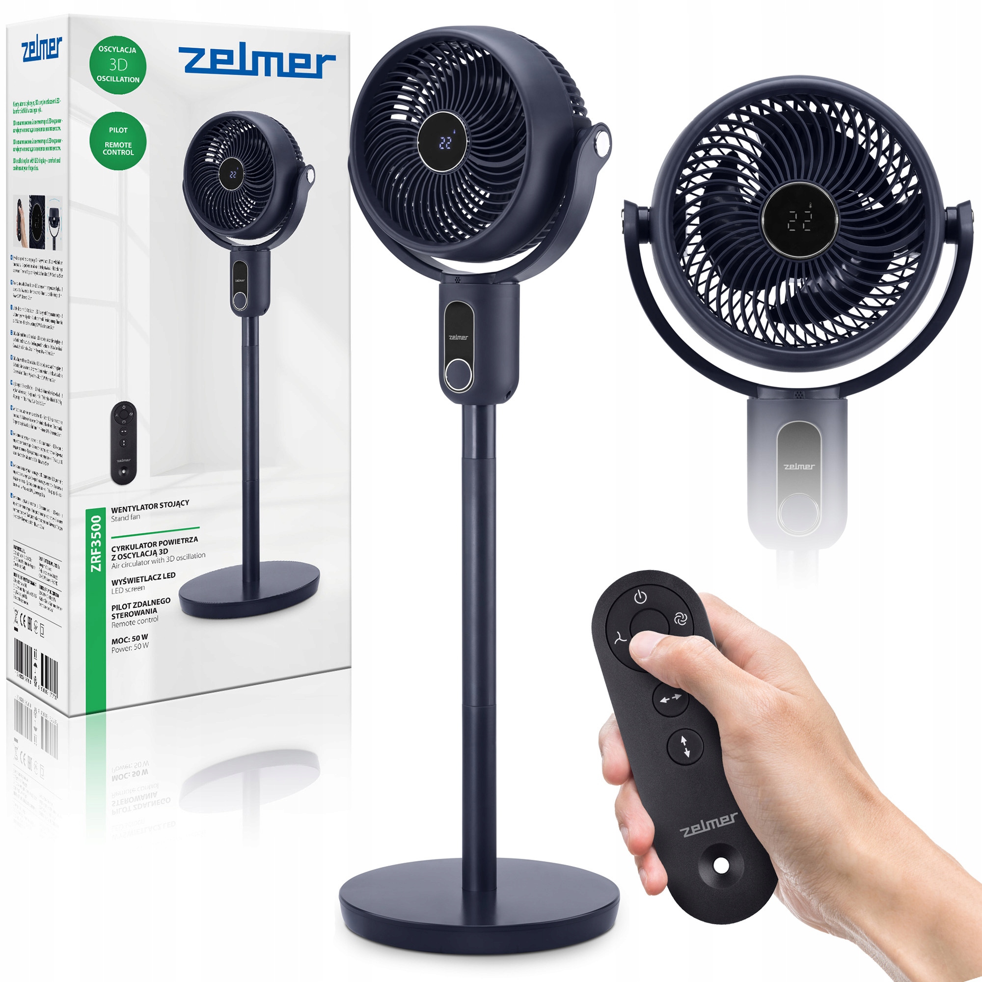 Wentylator stojący Zelmer ZRF3500 25cm – Idealne chłodzenie na lato