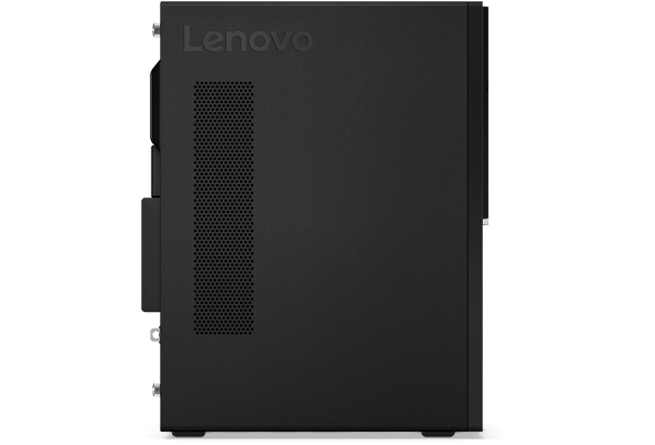 Wieża PC Lenovo V520, widok z boku, ustawiona pionowo.