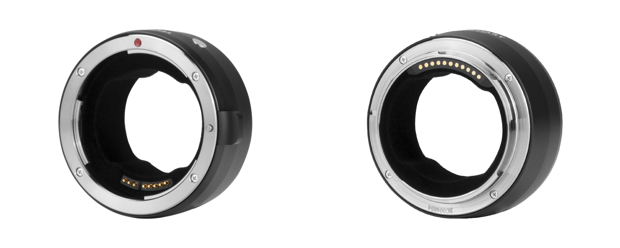 Adapter bagnetowy Techart TZC-01 - Canon EF / Nikon Z widziany z przodu i z tyłu
